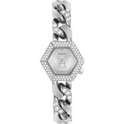 Philipp Plein The Hexagon Γυναικείο Ρολόι με Ασημί Μεταλλικό Μπρασελέ PWWBA0123