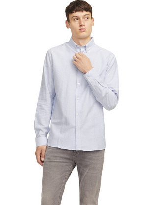 Jack & Jones Rebel Ανδρικό Πουκάμισο Βαμβακερό Μακρυμάνικο Κανονική Γραμμή Γκρι 12264384