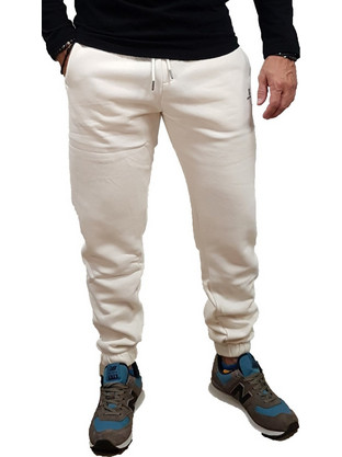Rebase Ανδρικό Παντελόνι Φόρμας Fleece με Λάστιχο Μπεζ 242-RPAN-6000