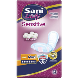 Sani Sensitive Sani Lady Maxi No4+ Σερβιέτες Ακράτειας 7 Σταγόνες 12τμχ