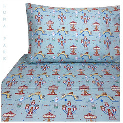 Astron Σετ Παιδικά Σεντόνια Μονά Βαμβακερά 170x260 Luna Park Light Blue