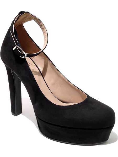 Smart Cronos Γόβες Suede με Λεπτό Ψηλό Τακούνι Λουράκι & Φιάπα Μαύρες 6721