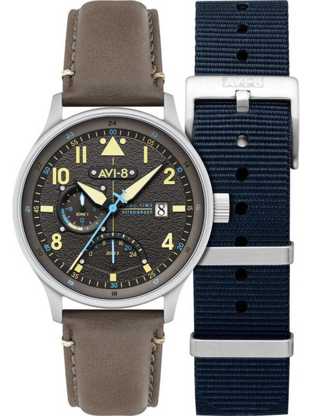 AVI-8 Hawker Ανδρικό Ρολόι με Γκρι Δερμάτινο Λουράκι AV-4101-09