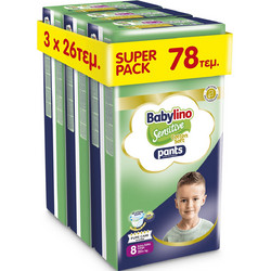 Babylino Sensitive Cotton Soft Πάνες Βρακάκι No8 20+kg 78τμχ