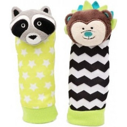 bbluv Hedgehog & Raccoon Καλτσάκια Σετ Υφασμάτινες Κουδουνίστρες για Νεογέννητα