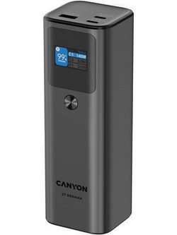 Canyon PB-2010 Power Bank 27000mAh 140W με Θύρα USB-A & 2 Θύρες USB-C Quick Charge 3.0 & Power Delivery Grey