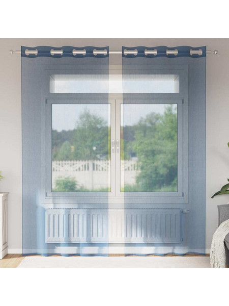 vidaXL Κουρτίνα Παραθύρου Βουάλ με Τρουκς 140x245 2τμχ Μπλε Ρουά 4102116