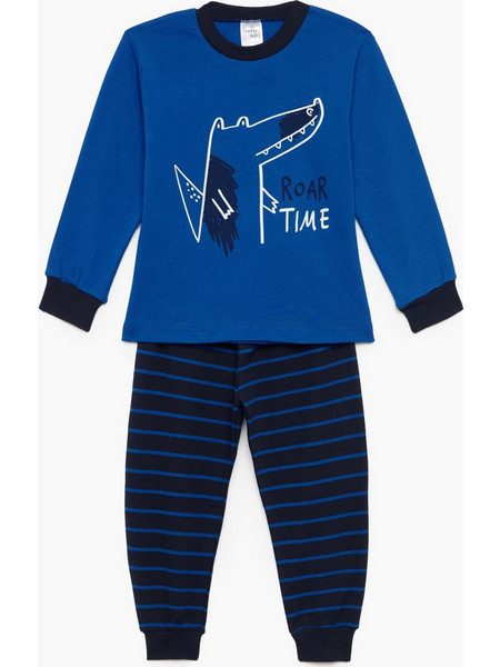 Pretty Baby Παιδική Πιτζάμα Βαμβακερή Χειμωνιάτικη Royal Blue 68195