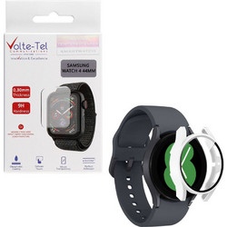 Volte-Tel Πλαστική Θήκη Tempered Glass για Samsung Galaxy Watch 4 44mm Λευκή