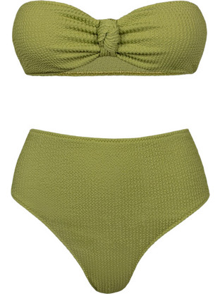Rock Club Bikini Set Strapless Ψηλόμεσο Χακί BP-5003