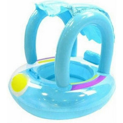 Βρεφικό Σωσίβιο Swimtrainer 65cm με Σκίαστρο για 3+ Ετών Μπλε 639778