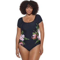 AnnaMu Ολόσωμο Μαγιό Floral Μαύρο A-1068