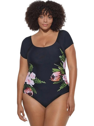 AnnaMu Ολόσωμο Μαγιό Floral Μαύρο A-1068