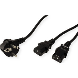 Roline 19.99.1022-50 Καλώδιο Τροφοδοσίας Schuko to 2 x IEC C13 2m
