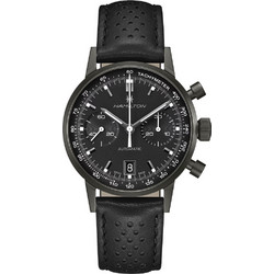 Hamilton American Classic Ανδρικό Ρολόι Χρονογράφος Αυτόματο με Μαύρο Δερμάτινο Λουράκι H38446730