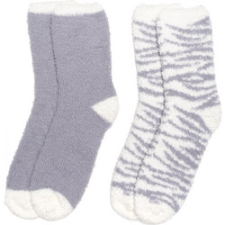 Pink Label Fleece Γυναικείες Κάλτσες με Σχέδια Γκρι 2Pack SC-W210-025
