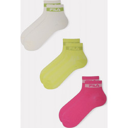 Fila Γυναικείες Κάλτσες Κοντές Lime Φούξια Λευκές 3Pack F6798-818