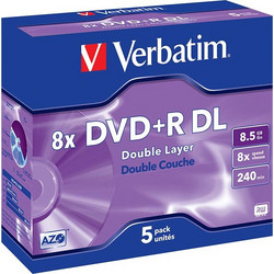 Verbatim 43541 Εγγράψιμα DVD+R 8x Dual Layer 8.5GB 5τμχ
