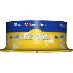 Verbatim 43489 Εγγράψιμα DVD+RW 4x 4.7GB Cake Box 25τμχ
