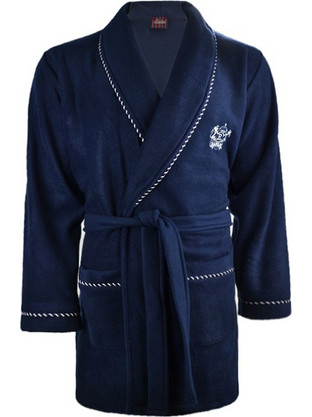 Jeannette Rafael Χειμωνιάτικη Ανδρική Ρόμπα Fleece Navy Μπλε A4820.1