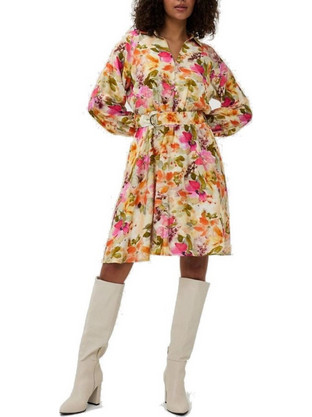 Esqualo Mini Καθημερινό Φόρεμα Floral Σεμιζιέ Μεταξωτό Εκρού 15000