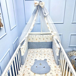 Baby Star Rhino Σετ Κούνιας White/Light Blue 3τμχ
