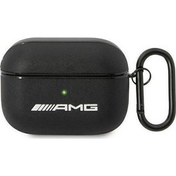 Amg Mercedes Big Logo Θήκη Δερμάτινη με Γάντζο για Apple AirPods Pro 1 / 2 Μαύρη