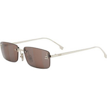 Fendi FE4172US 32G Ανδρικά Γυαλιά Ηλίου Ορθογώνια Μεταλλικά Ασημί με Καφέ Φακό