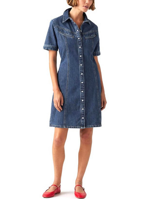 Levi's Mini Καλοκαιρινό Καθημερινό Φόρεμα Σεμιζιέ Τζιν Navy Μπλε 001HR-0000