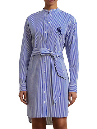 Lauren Ralph Lauren Mini Καθημερινό Φόρεμα Σεμιζιέ Λευκό Μπλε 200963845001