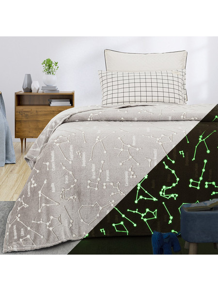 Beauty Home Art 6252 Παιδική Κουβέρτα Fleece Αστερισμοί Φωσφοριζέ 160x220 Γκρι