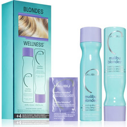 Malibu C Blondes Wellness Σετ Περιποίησης Μαλλιών Conditioner 266ml + Σαμπουάν 266ml + Treatment 4x5gr