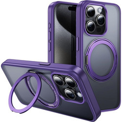 Hoco Stand Magnetic Mag-Charge 360 Rotating Ring Back Cover Purple (iPhone 15 Pro)