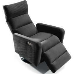 PoliHome Πολυθρόνα Relax με Υποπόδιο Ανακλινόμενη Γκρι Graham 162592749