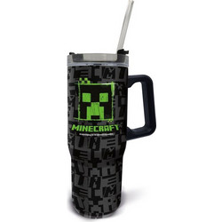 Stor Minecraft Squared Pattern Παιδικό Παγούρι Θερμός Ανοξείδωτο με Καλαμάκι 940ml
