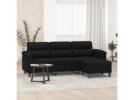 vidaXL Τριθέσιος Καναπές Microfiber Μαύρος 210x77x80cm 3201234