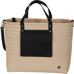 Percey Ψάθινη Τσάντα Θαλάσσης Ώμου Μαύρη 37x40cm WHB-BE70099