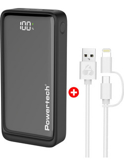 Powertech BNDL-0196 Power Bank 20000mAh 22.5W με 2 Θύρες USB-A & Θύρα USB-C Quick Charge 3.0 Black