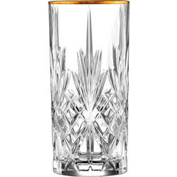 RCR Crystal Σετ Ποτήρια Νερού Γυάλινα Melodia Διαφανή Χρυσά 360ml 6τμχ 0803269
