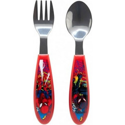 Stor Spider-Man Moving Target Σετ Παιδικό Πιρούνι & Κουτάλι Κόκκινο 2τμχ