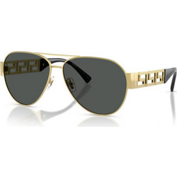 Versace VE2289 100287 Ανδρικά Γυαλιά Ηλίου Aviator Μεταλλικά Χρυσά με Μαύρο Φακό