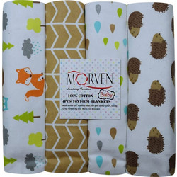 Morven Πάνες Αγκαλιάς Φανελένιες Πολύχρωμες 76x76cm 4τμχ 17-0000-3