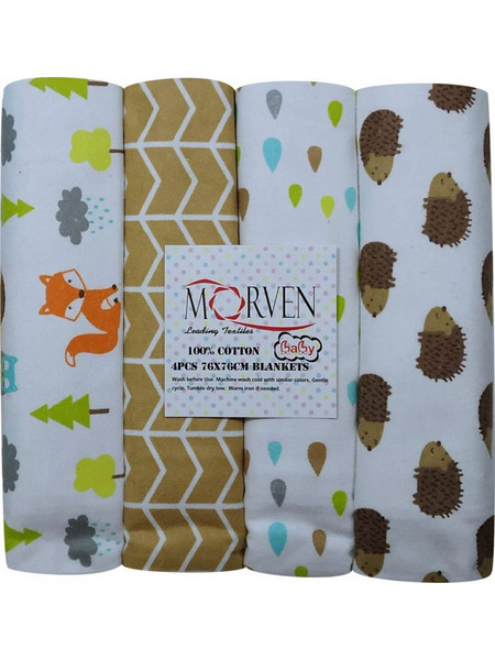 Morven Πάνες Αγκαλιάς Φανελένιες Πολύχρωμες 76x76cm 4τμχ 17-0000-3