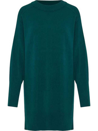 Funky Buddha Midi Καθημερινό Φόρεμα Πλεκτό Κυπαρισσί FBL012-104-13