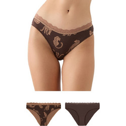 Minerva Γυναικεία Slip με Δαντέλα Σοκολατί 2Pack 90-81326-963