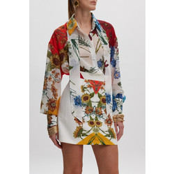 Ciel Concept Spring Blossom Μίνι Φούστα Υφασμάτινη Ψηλόμεση Λευκή Πολύχρωμη CIE-SS25