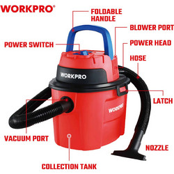WORKPRO WP423015CE Σκούπα Υγρών / Στερεών 1200W με Κάδο 10lt