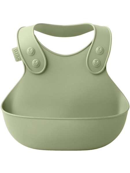 BIBS Overall Αδιάβροχη Σαλιάρα Σιλικόνης με Κουμπί & Τσέπη 6m+ Sage