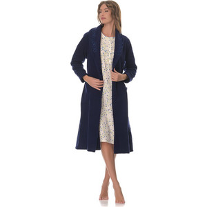 PNN Nightwear Thalia Γυναικεία Ρόμπα Χειμωνιάτικη Fleece Navy Μπλε 1263-0028-1