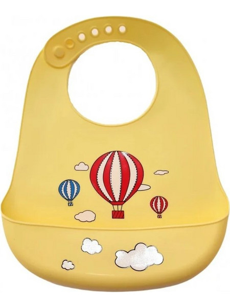 Airballoon Αδιάβροχη Σαλιάρα Σιλικόνης με Κουμπί & Τσέπη 6m+ Κίτρινη